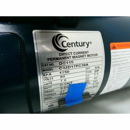 Century PERMANENT MAGNET SS56C 3/4HP 1750RPM 5/8IN 90V-DC DC MOTOR C42D17FC38A DC115